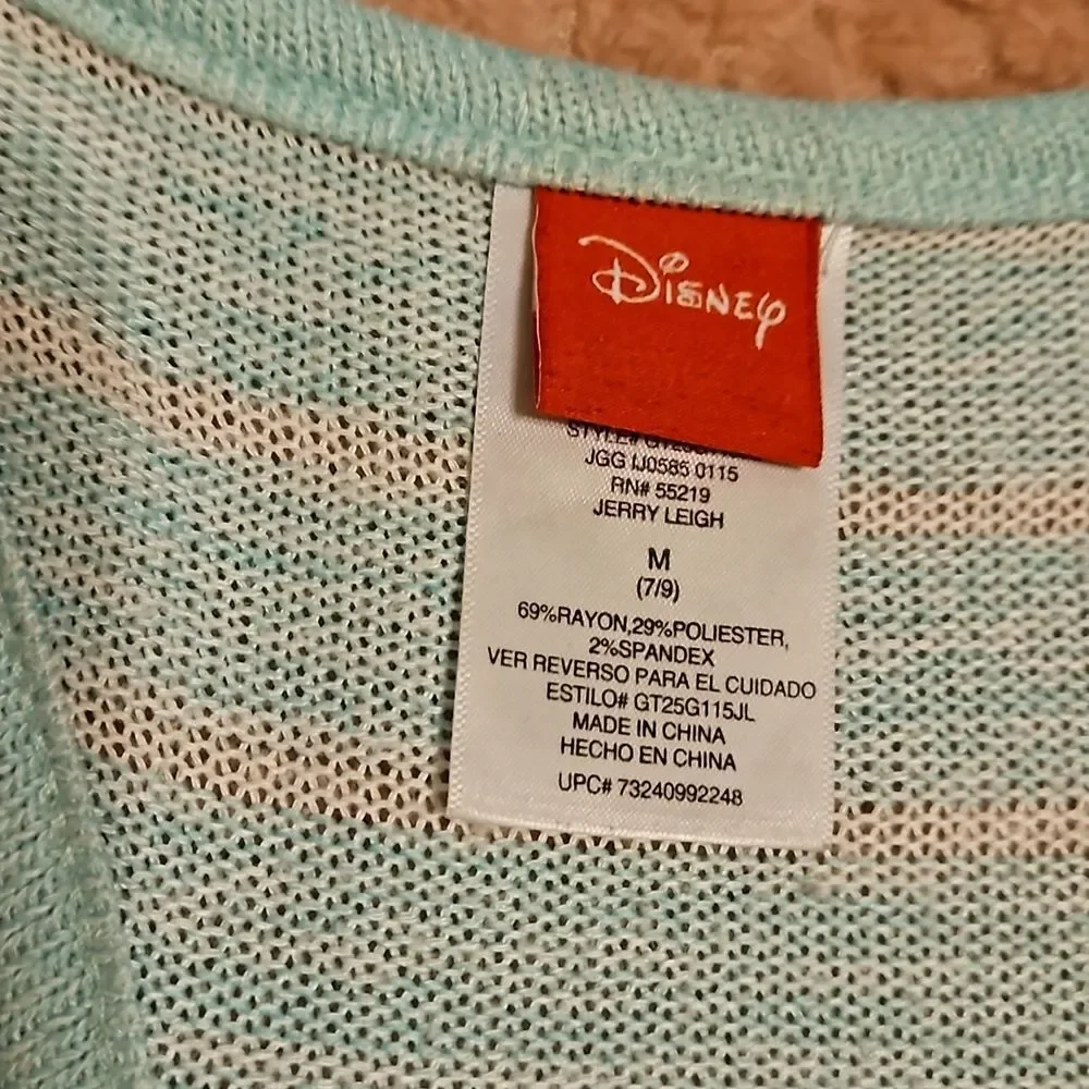 Disney 🦊 Mickey Mouse mint green & white striped tank top size M EUC